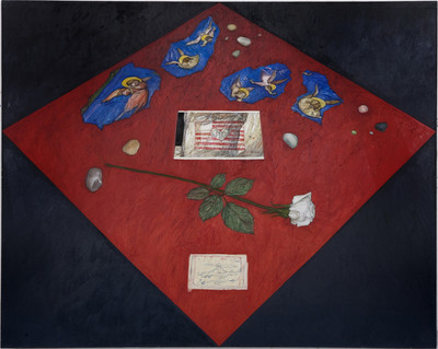 Red Table I, 2003, Oil on linen, 48" X 62"