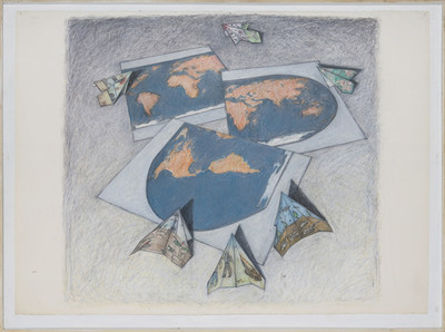 Shadowed World (Fragments), 2005, Colored pencil and graphite on paper, 22" X 30"